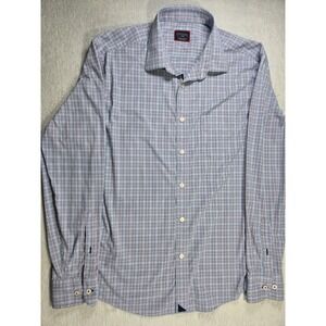 UNTUCKit Buceter Men Large Performance Stretch Button Down Shirt Blue Pink Plaid